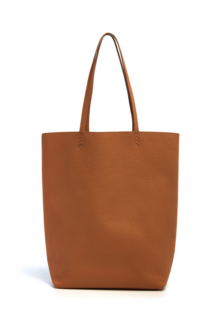 Sillbury Tote Bag in Cognac Textured Leather