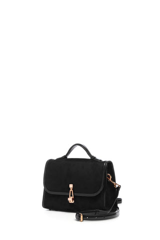 Black Suede Leonora Flap Bag - Side Angle | Gabriela Hearst