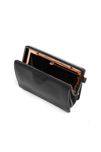 Carrington Clutch in Black Textured Leather