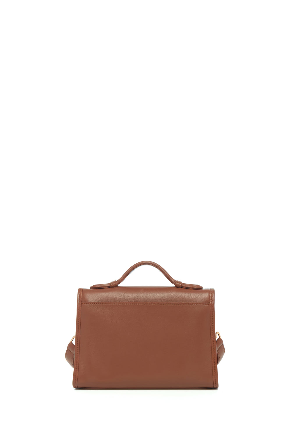 Small Leonora Flap Bag in Cognac Nappa Leather