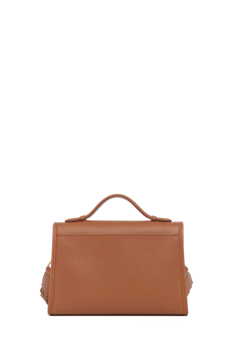 Medium Leonora Flap Bag in Cognac Soft Leather with Braided Strap