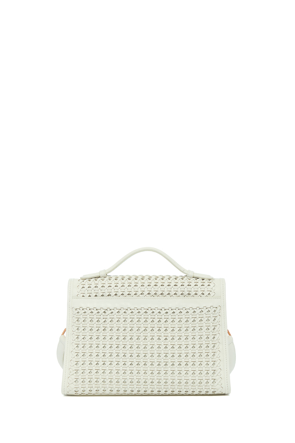 ホワイトウーブンレザーのミディアム レオノーラ フラップバッグ