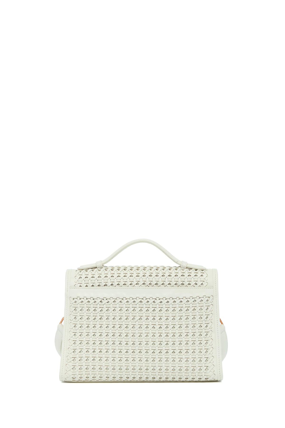 ホワイトウーブンレザーのミディアム レオノーラ フラップバッグ