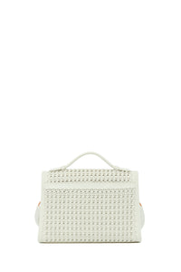 ホワイトウーブンレザーのミディアム レオノーラ フラップバッグ