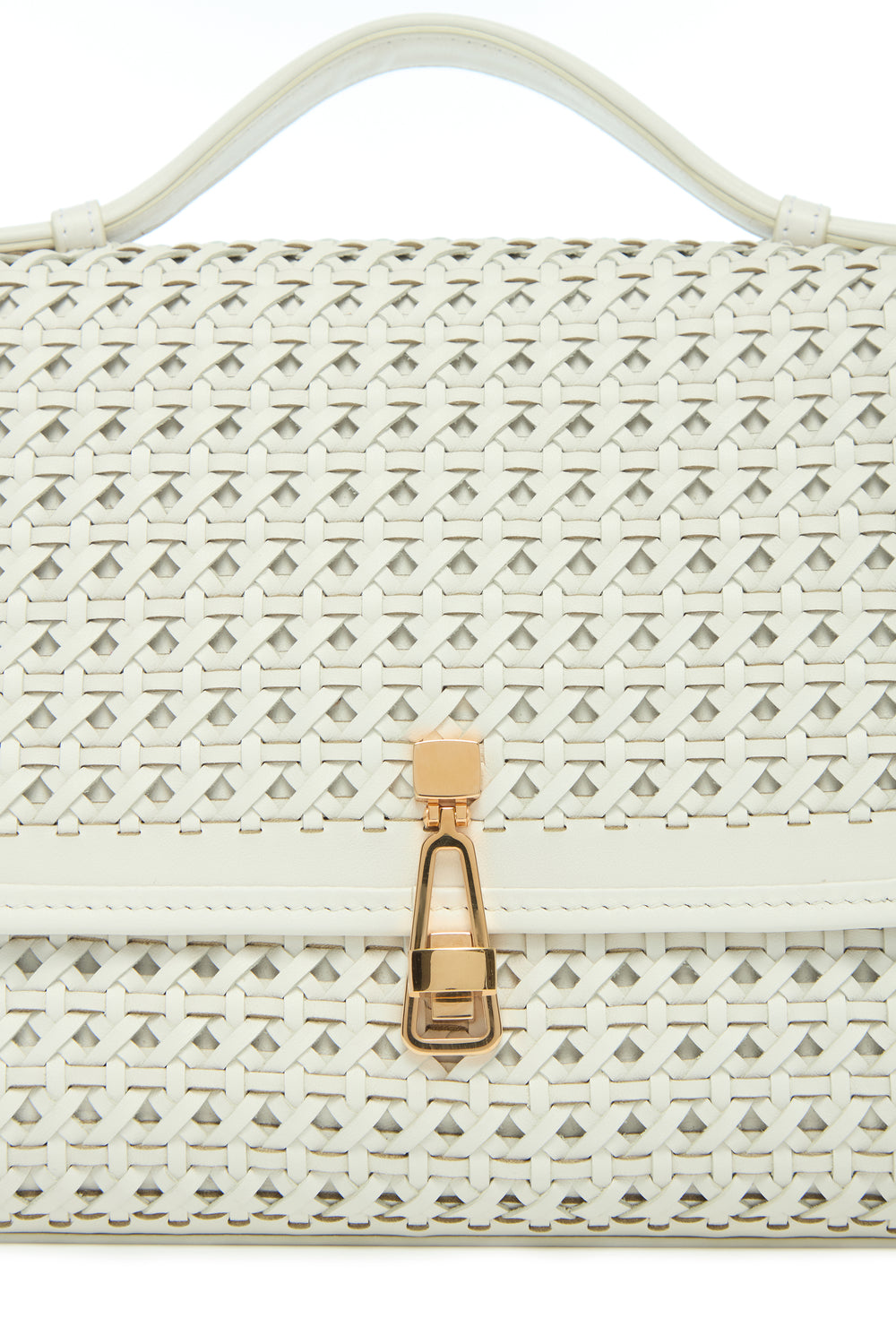 ホワイトウーブンレザーのミディアム レオノーラ フラップバッグ