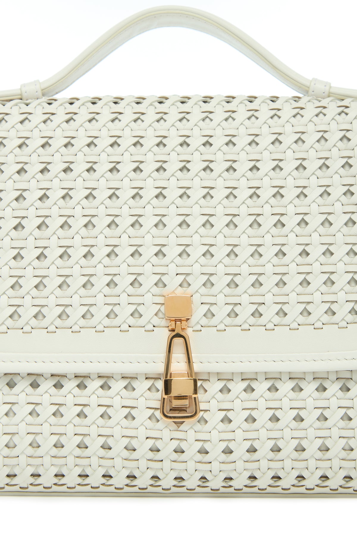 ホワイトウーブンレザーのミディアム レオノーラ フラップバッグ