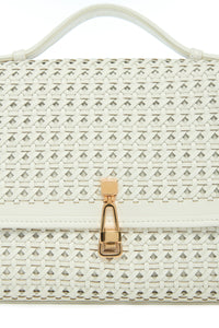 ホワイトウーブンレザーのミディアム レオノーラ フラップバッグ