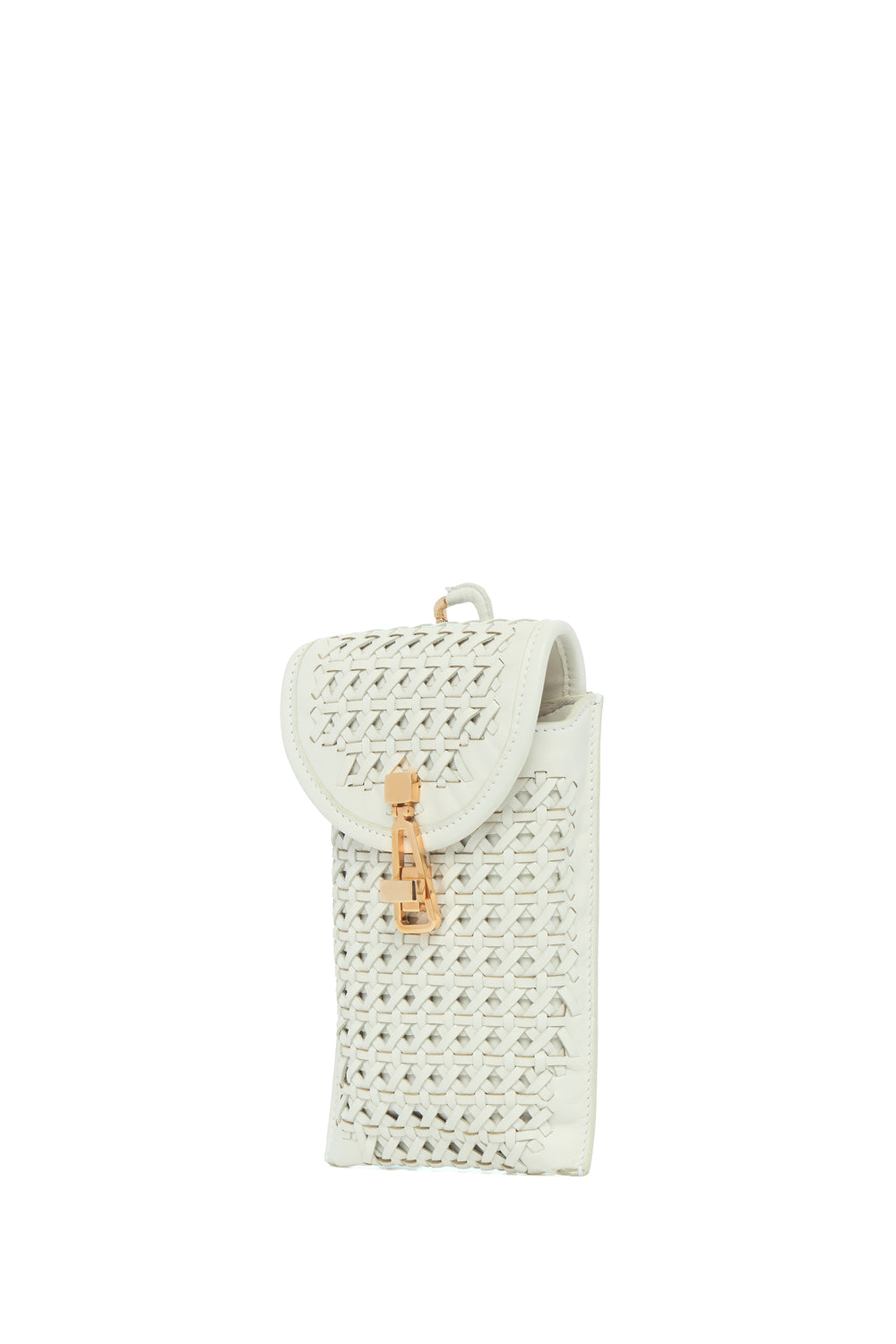 ホワイトウーブンレザーのミディアム レオノーラ フラップバッグ