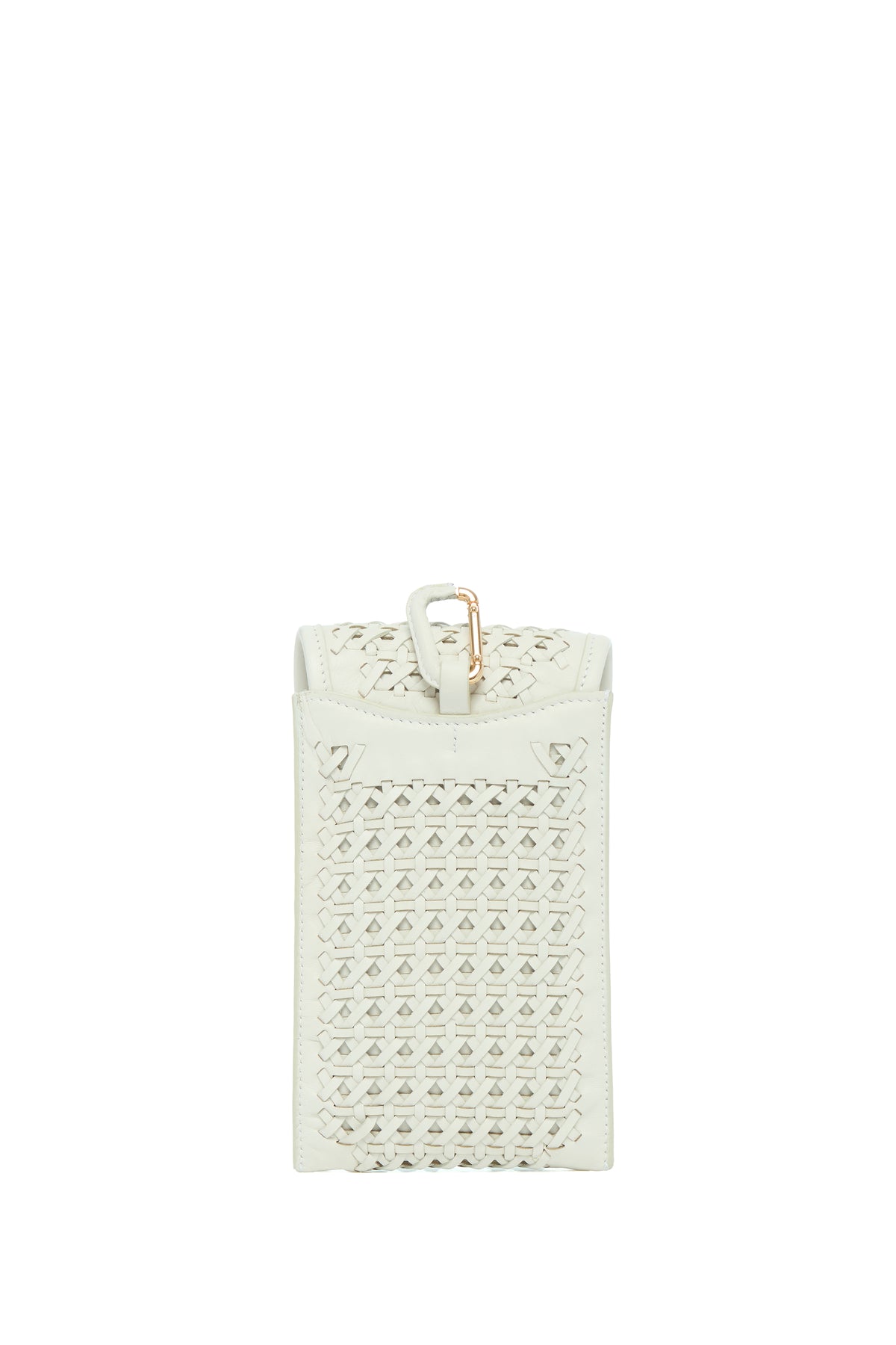 ホワイトウーブンレザーのミディアム レオノーラ フラップバッグ