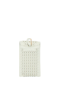 ホワイトウーブンレザーのミディアム レオノーラ フラップバッグ