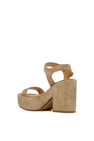 Sand Suede Iman Platform Sandal - Back View | Gabriela Hearst