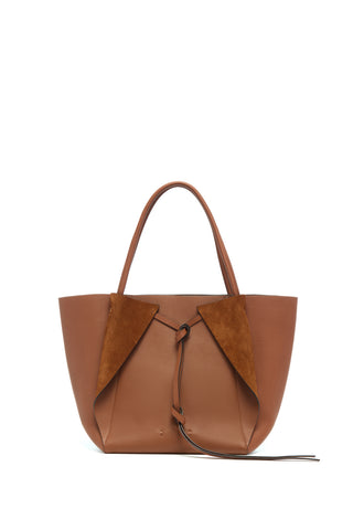 Cognac Leather Marija Tote with Suede Wing Panels - Front View | Gabriela Hearst