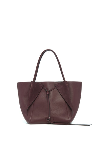 Bordeaux Textured Leather Marija Tote Bag with Suede Panels - Front View | Gabriela Hearst