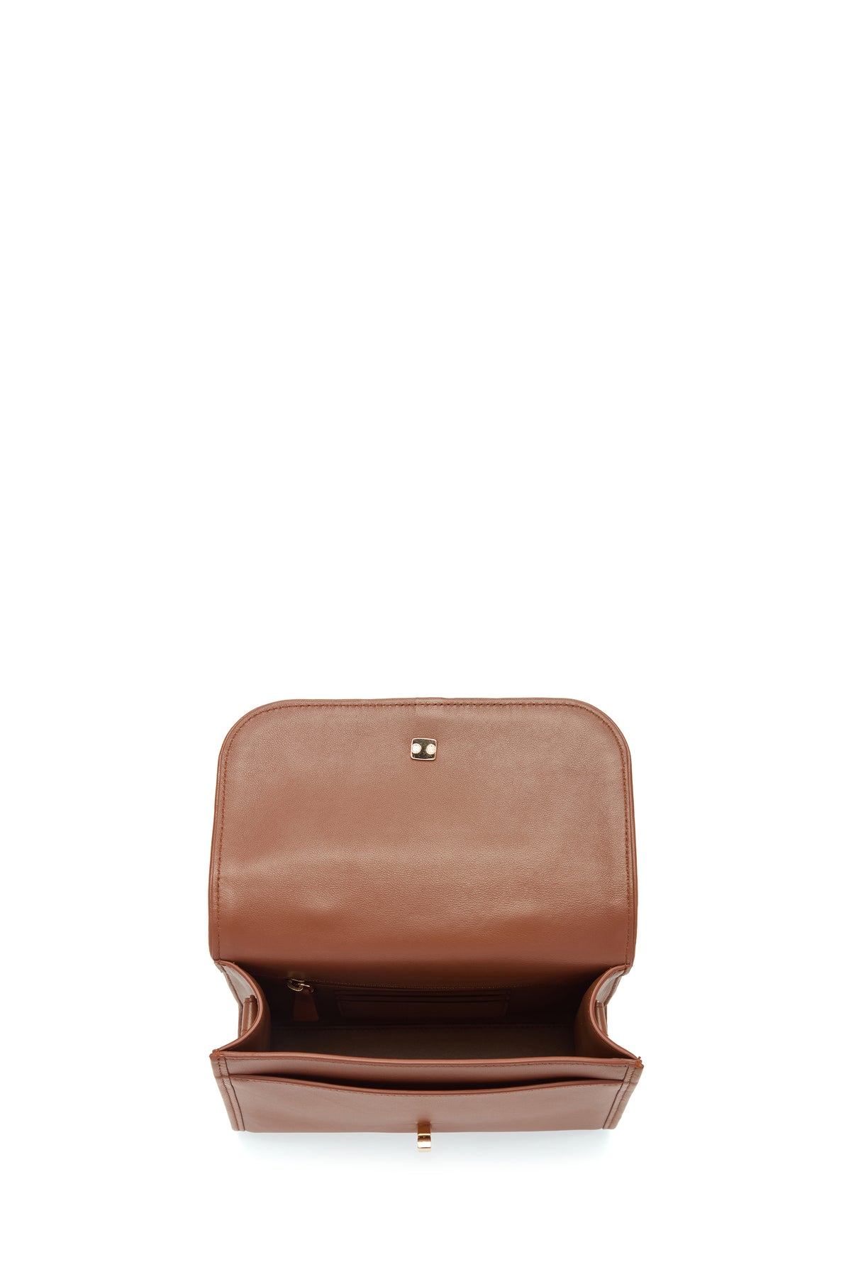 Small Leonora Flap Bag in Cognac Nappa Leather