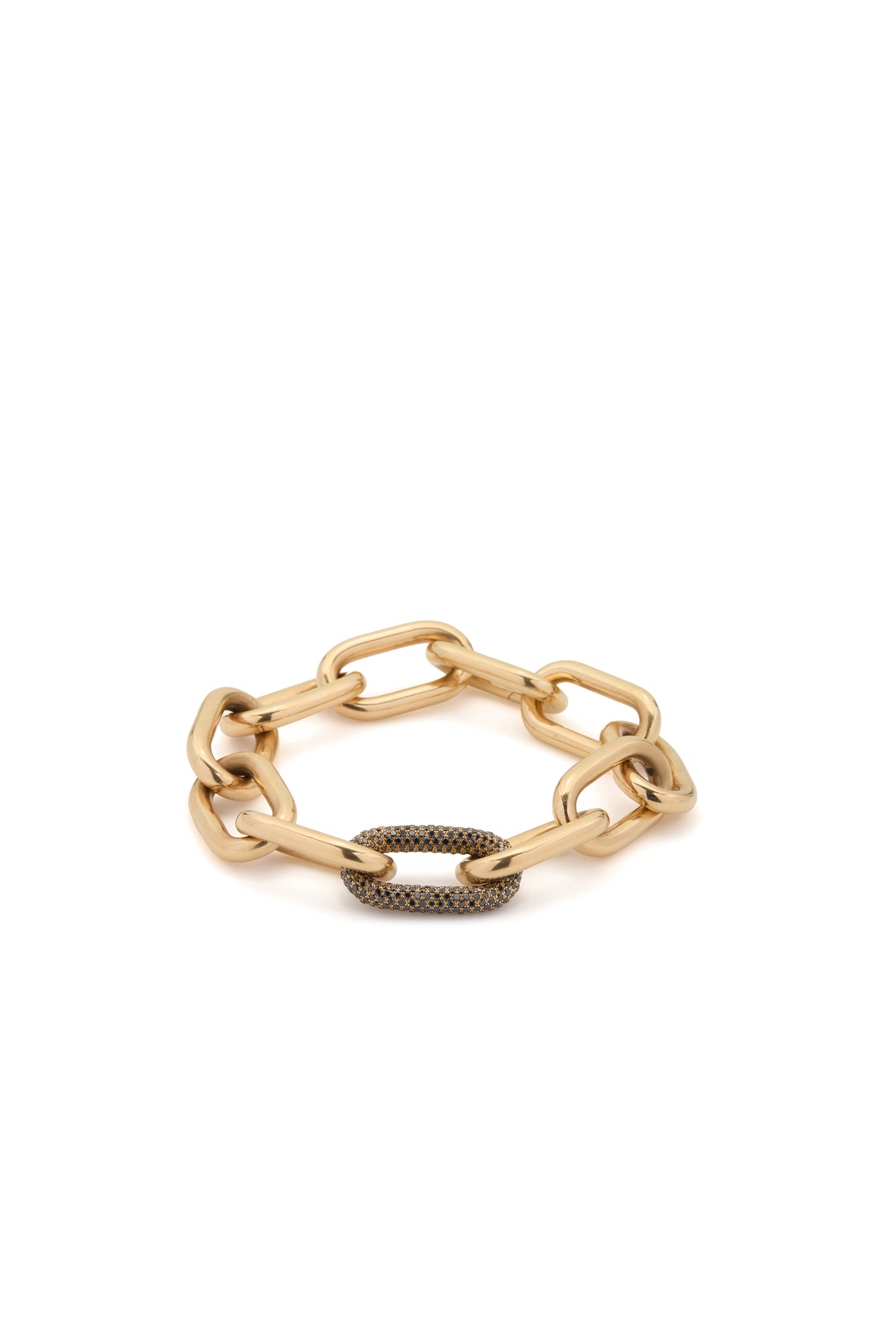 Micro Pave Link Bracelet in 18K Yellow Gold & Black Diamonds (Classic Links)
