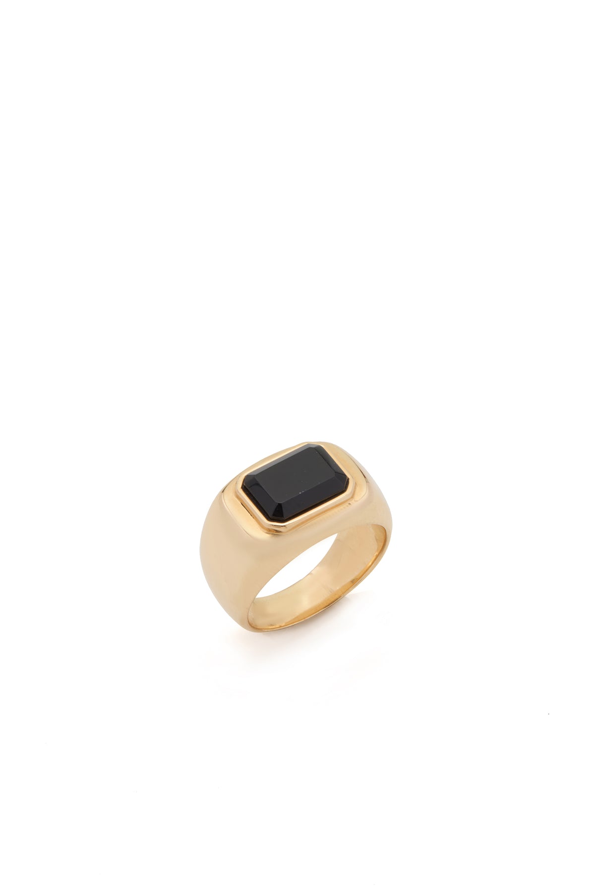 Large Ring in 18K Yellow Gold & Onyx