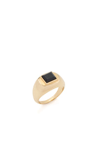 Medium Ring in 18K Yellow Gold & Onyx