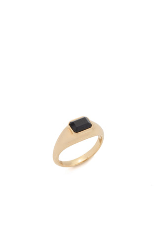18K Yellow Gold Onyx Ring - Side Angle View | Gabriela Hearst