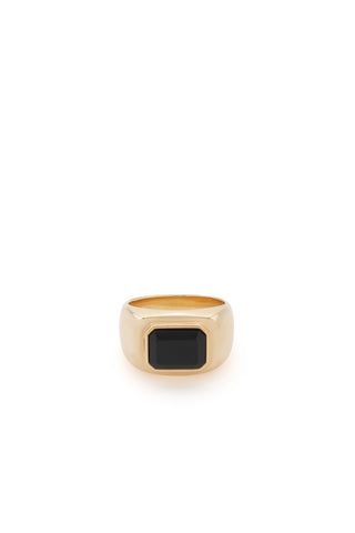 Large Ring in 18K Yellow Gold & Onyx