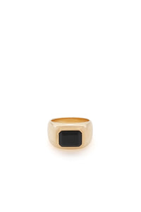 Large Ring in 18K Yellow Gold & Onyx