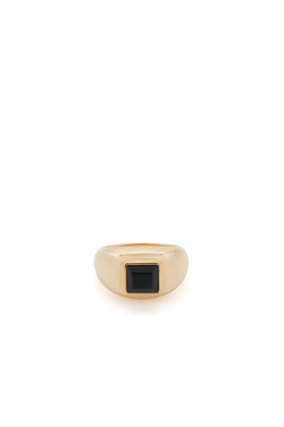 Medium Ring in 18K Yellow Gold & Onyx