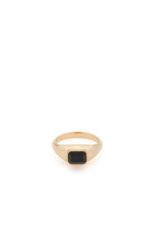 18K Yellow Gold Onyx Ring - Front View | Gabriela Hearst