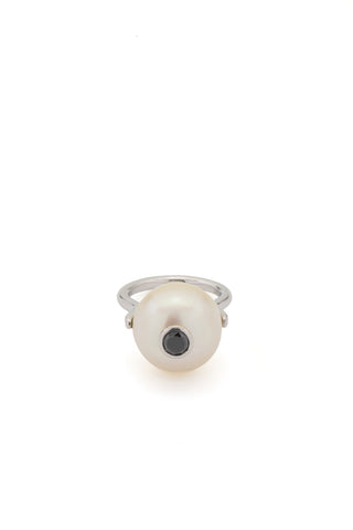 South Sea Pearl Black Diamond Ring - Front View | Gabriela Hearst