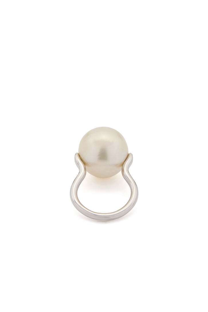 Pearl Ring in Platinum & Black Diamond