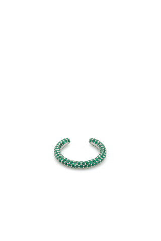 Tarot Pave Ring in 18K White Gold & Emeralds