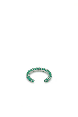 Tarot Pave Ring in 18K White Gold & Emeralds