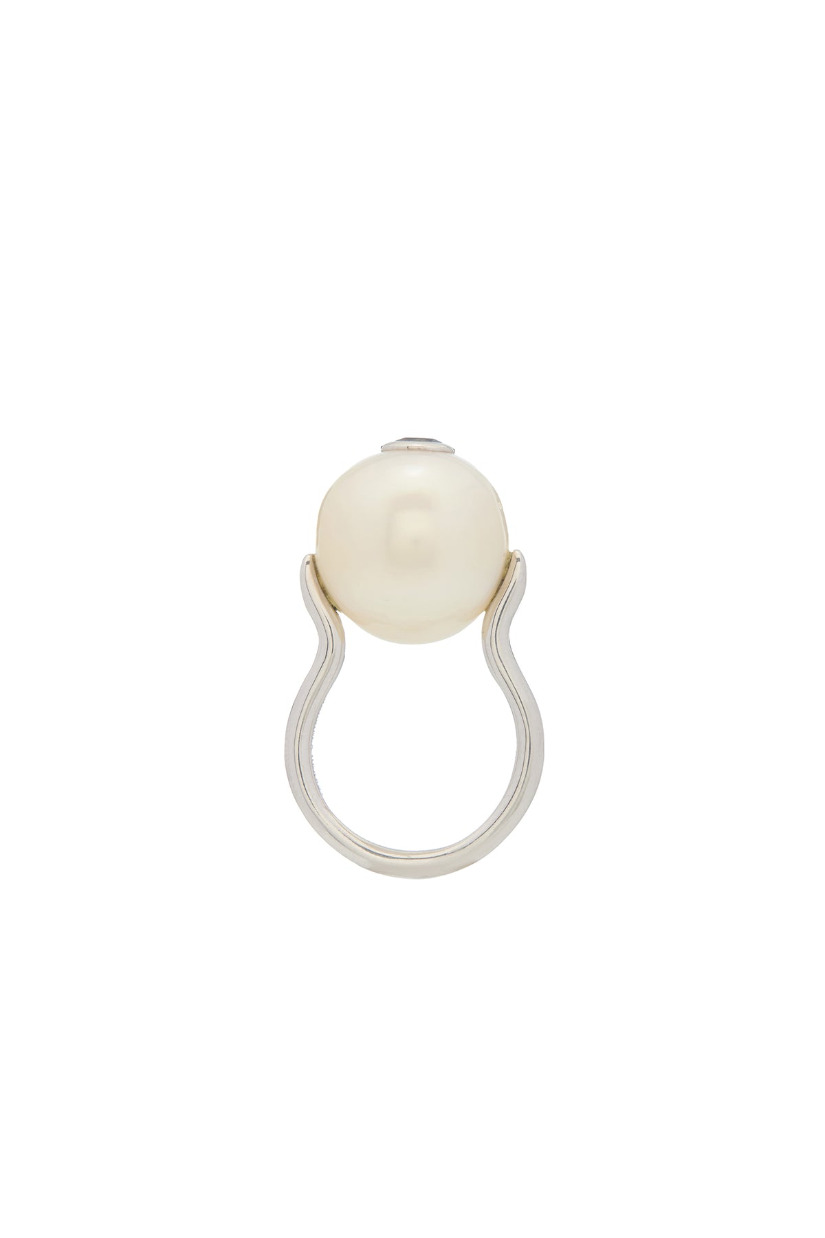 Pearl Ring in Platinum & Black Diamond