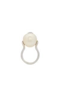 Pearl Ring in Platinum & Black Diamond