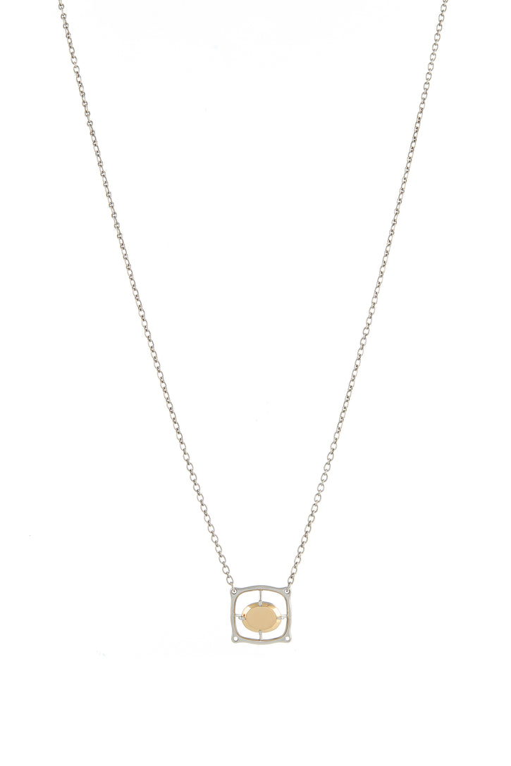 Sun Pendant Necklace in 18K Yellow Gold & Platinum