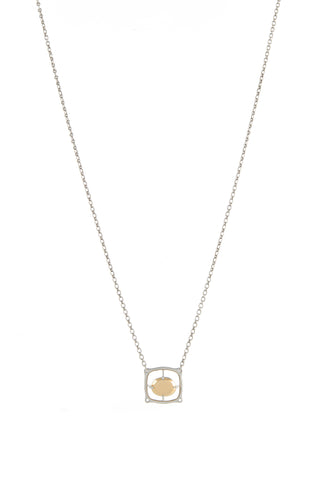 Sun Pendant Necklace in 18K Yellow Gold & Platinum