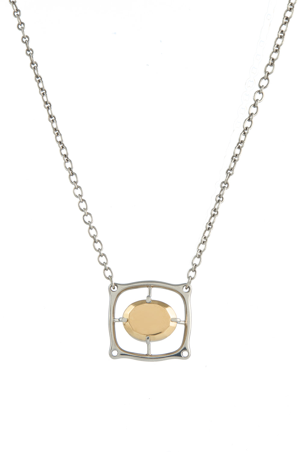 Sun Pendant Necklace in 18K Yellow Gold & Platinum