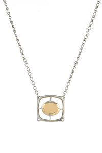 Sun Pendant Necklace in 18K Yellow Gold & Platinum
