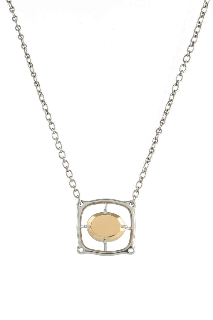 Sun Pendant Necklace in 18K Yellow Gold & Platinum