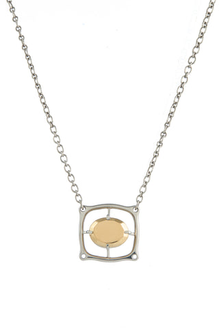 Sun Pendant Necklace in 18K Yellow Gold & Platinum