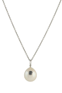 Pearl Pendant Necklace in Platinum & Black Diamond