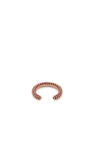 Tarot Pave Ring in 18K Yellow Gold & Ruby