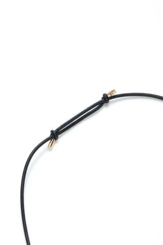 Black Leather Cord Necklace with Gold Hardware Detail - Adjustable Closure | Gabriela Hearst