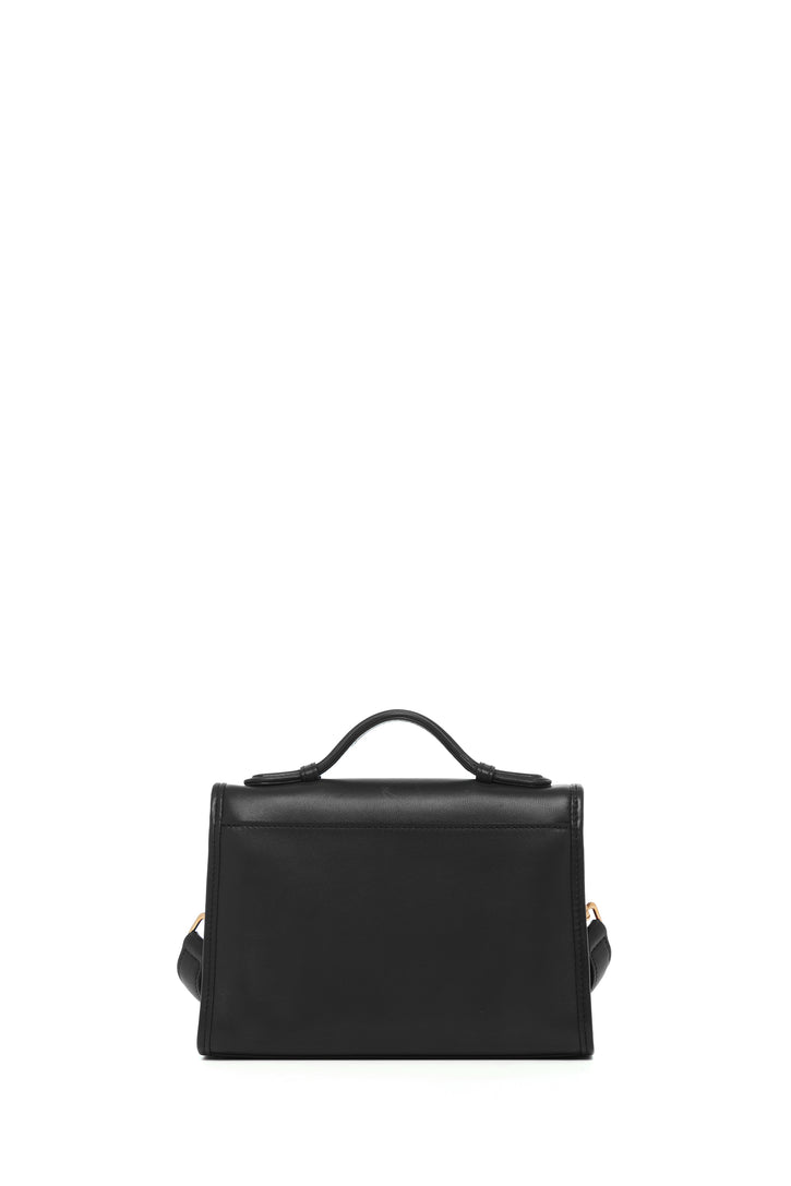 Small Leonora Flap Bag in Black Nappa Leather