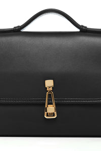 Small Leonora Flap Bag in Black Nappa Leather
