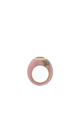 Pink Sapphire Ring in 18K Yellow Gold, Pink Jasper and Pink Sapphire