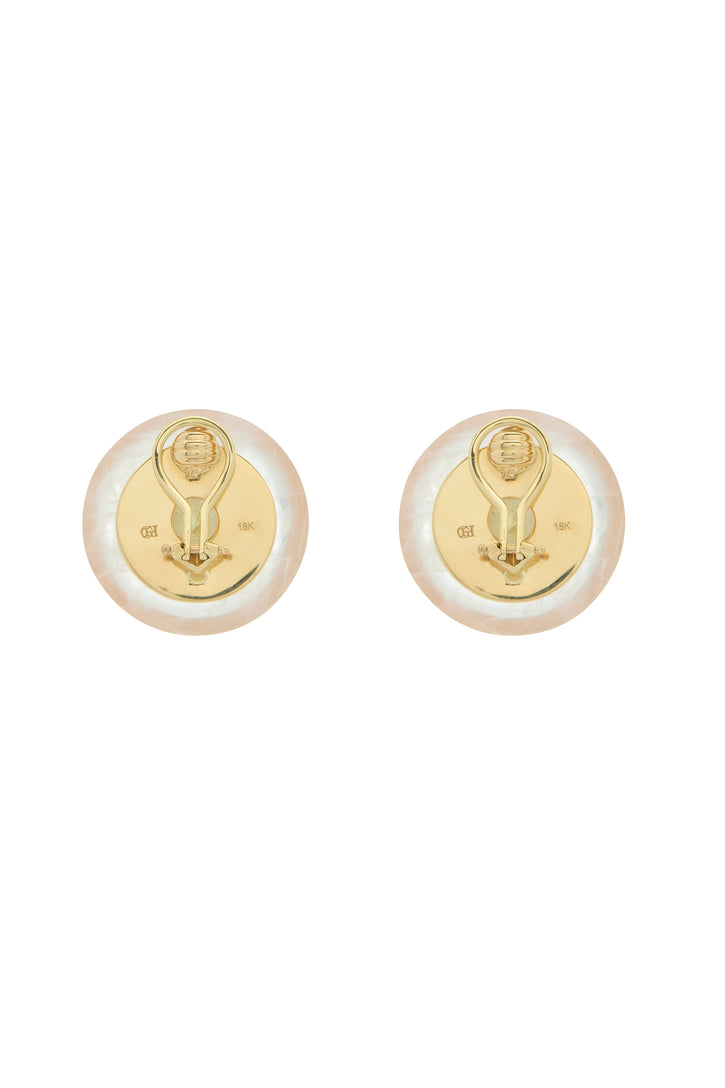 Yellow Sapphire Earrings in 18K Yellow Gold, Rose Quartz and Yellow Sapphire