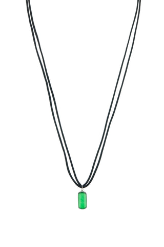 Amazonia Necklace in Imperial Green Jade, Black Silk & White Diamonds