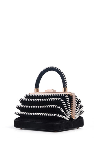 Black Suede Whipstitch Diana Bag - Side Angle View | Gabriela Hearst