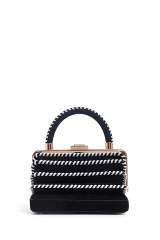 Black Suede Diana Bag with Rose Gold Hardware - Front View | Gabriela Hearst