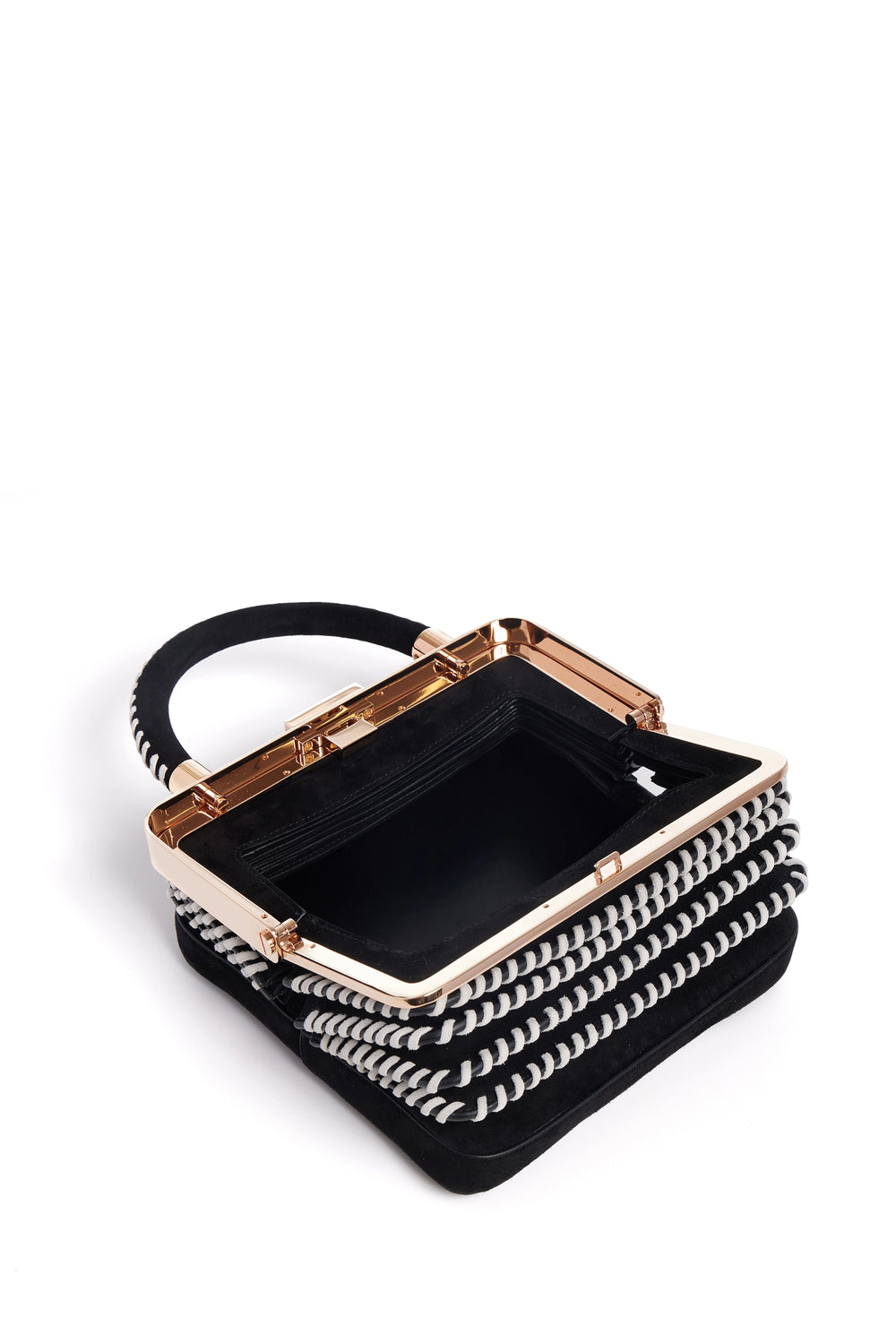 ブラックスエードのホイップステッチダイアナバッグ