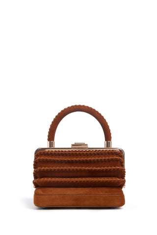 Cognac Suede Diana Structured Handbag - Front View | Gabriela Hearst